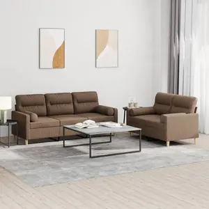 vidaXL Ensemble de canapés 2 pcs avec coussins marron tissu pas cher