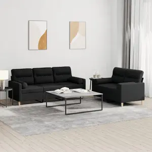 vidaXL Ensemble de canapés 2 pcs avec coussins noir tissu pas cher