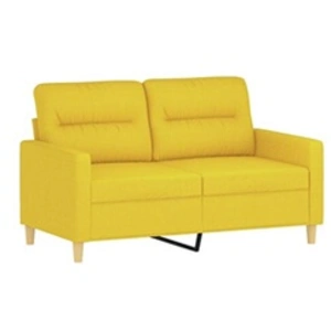 vidaXL Ensemble de canapés 3 pcs avec coussins Jaune clair Tissu pas cher