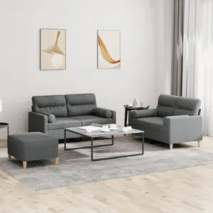 vidaXL Ensemble de canapés 3 pcs coussins gris foncé tissu pas cher