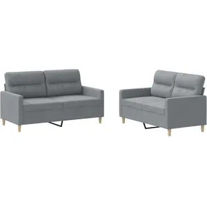 vidaXL Ensemble de canapés 2 pcs avec coussins Gris clair Tissu pas cher