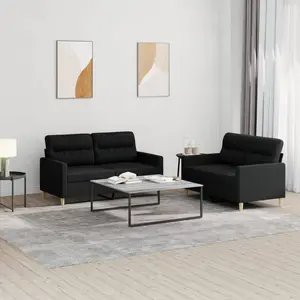 vidaXL Ensemble de canapés 2 pcs avec coussins Noir Tissu pas cher