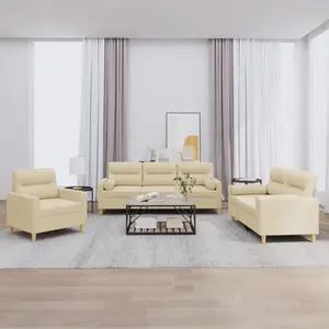 vidaXL Ensemble de canapés 3 pcs avec coussins crème tissu pas cher