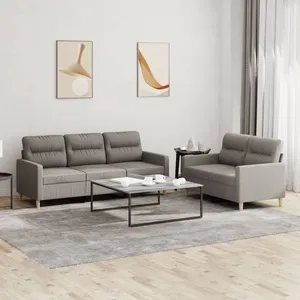 vidaXL Ensemble de canapés 2 pcs avec coussins Taupe Tissu pas cher