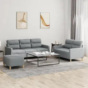 vidaXL Ensemble de canapés 3 pcs avec coussins Gris clair Tissu