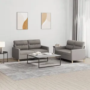 vidaXL Ensemble de canapés 2 pcs avec coussins Taupe Tissu pas cher