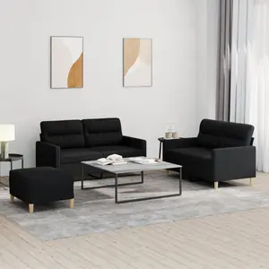 vidaXL Ensemble de canapés 3 pcs avec coussins Noir Tissu pas cher