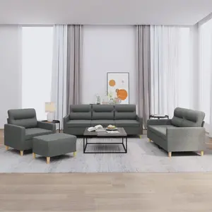 vidaXL Ensemble de canapés 4 pcs avec coussins Gris foncé Tissu pas cher