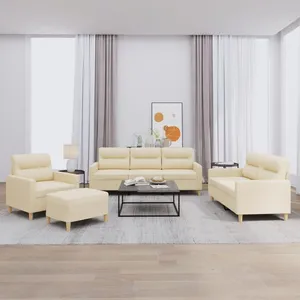 Comparateur de prix : vidaXL Ensemble de canapés 4 pcs avec coussins Crème Tissu
