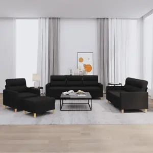 vidaXL Ensemble de canapés 4 pcs avec coussins Noir Tissu pas cher