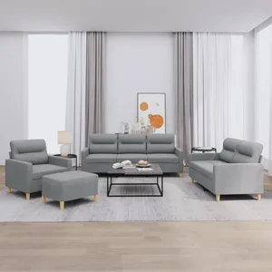 vidaXL Ensemble de canapés 4 pcs avec coussins Gris clair Tissu pas cher