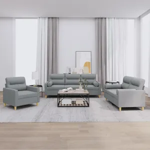 vidaXL Ensemble de canapés 3 pcs coussins gris clair tissu pas cher