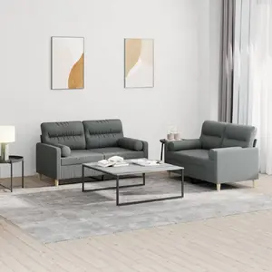 vidaXL Ensemble de canapés 2 pcs coussins gris foncé tissu pas cher