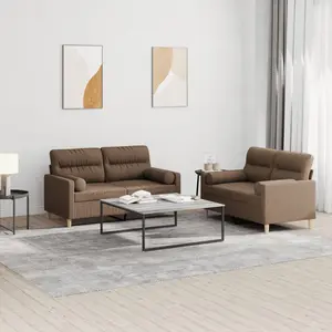 vidaXL Ensemble de canapés 2 pcs avec coussins marron tissu pas cher