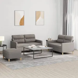 vidaXL Ensemble de canapés 3 pcs avec coussins Taupe Tissu pas cher