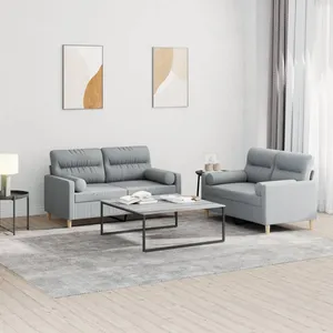 vidaXL Ensemble de canapés 2 pcs coussins gris clair tissu pas cher