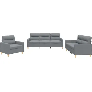 vidaXL Ensemble de canapés 3 pcs avec coussins Gris clair Tissu