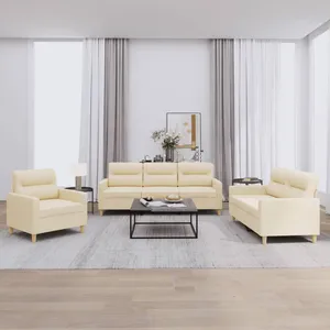 Comparateur de prix : vidaXL Ensemble de canapés 3 pcs avec coussins Crème Tissu