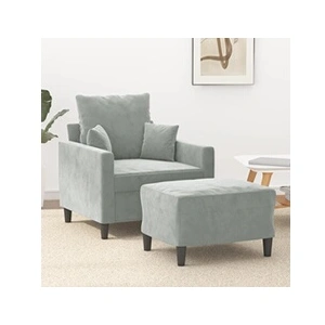 Comparateur de prix : vidaXL Fauteuil avec repose-pied Gris clair 60 cm Velours