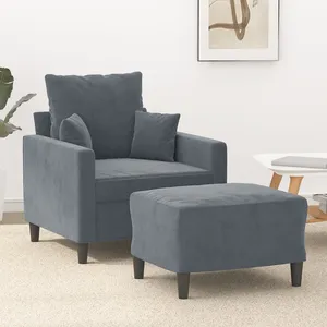 Comparateur de prix : vidaXL Fauteuil avec repose-pied Gris foncé 60 cm Velours