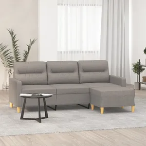 vidaXL Canapé à 3 places avec repose-pieds Taupe 180 cm Tissu pas cher