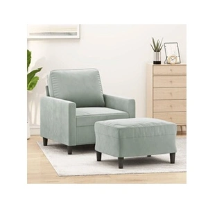 Comparateur de prix : vidaXL Fauteuil avec repose-pied Gris clair 60 cm Velours
