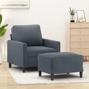 Comparateur de prix : vidaXL Fauteuil avec repose-pied Gris foncé 60 cm Velours