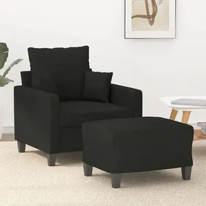 Comparateur de prix : vidaXL Fauteuil avec repose-pied Noir 60 cm Tissu