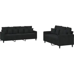 vidaXL Ensemble de canapés 2 pcs avec coussins Noir Velours
