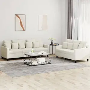 vidaXL Ensemble de canapés 2 pcs avec coussins Crème Velours pas cher