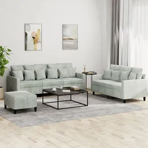 vidaXL Vidaxl Ensemble De Canapés 3 Pcs Avec Coussins Gris Clair Velours pas cher