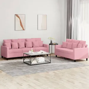 vidaXL Ensemble de canapés 2 pcs avec coussins Rose Velours pas cher