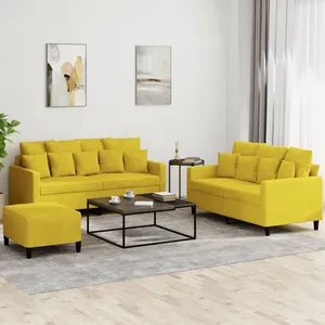 vidaXL Ensemble de canapés 3 pcs avec coussins Jaune Velours pas cher