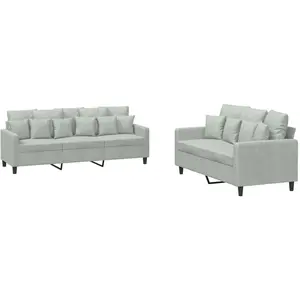 vidaXL Ensemble de canapés 2 pcs avec coussins Gris clair Velours