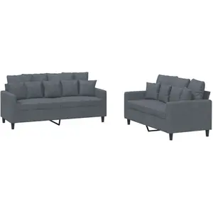 vidaXL Ensemble de canapés 2 pcs avec coussins Gris foncé Velours