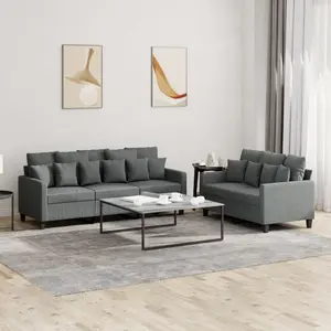 vidaXL Ensemble de canapés 2 pcs avec coussins Gris foncé Tissu pas cher