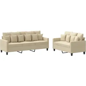 vidaXL Vidaxl Ensemble De Canapés 2 Pcs Avec Coussins Crème Tissu pas cher