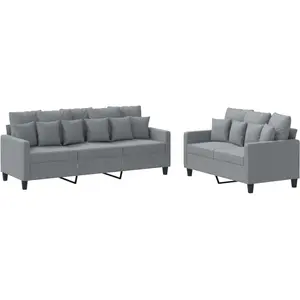 vidaXL Ensemble de canapés 2 pcs avec coussins Gris clair Tissu pas cher