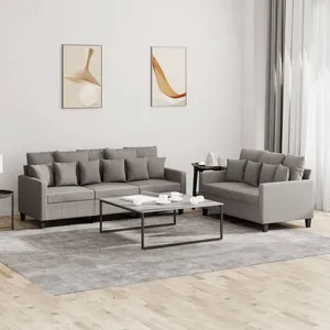 vidaXL Ensemble de canapés 2 pcs avec coussins Taupe Tissu pas cher