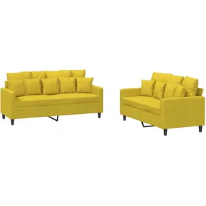 vidaXL Ensemble de canapés 2 pcs avec coussins Jaune Velours pas cher