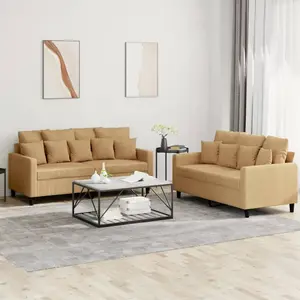 vidaXL Ensemble de canapés 2 pcs avec coussins Marron Velours pas cher