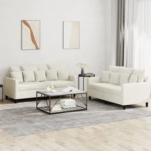 vidaXL Ensemble de canapés 2 pcs avec coussins Crème Velours pas cher