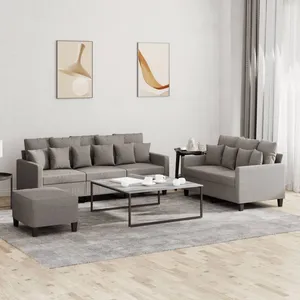 vidaXL Ensemble de canapés 3 pcs avec coussins Taupe Tissu pas cher
