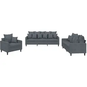 Comparateur de prix : vidaXL Ensemble de canapés 3 pcs avec coussins Gris foncé Velours