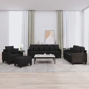 vidaXL Ensemble de canapés 4 pcs avec coussins noir tissu pas cher