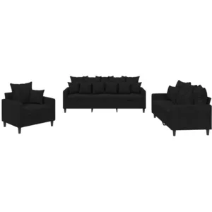 vidaXL Ensemble de canapés 3 pcs avec coussins Noir Velours pas cher