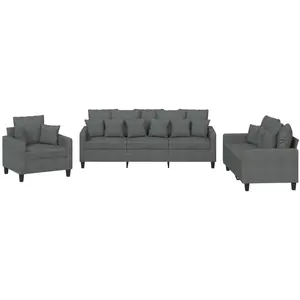 Comparateur de prix : vidaXL Ensemble de canapés 3 pcs coussins gris foncé tissu