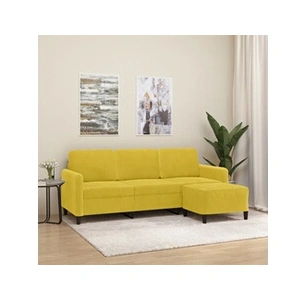 vidaXL Canapé à 3 places avec repose-pieds jaune 180 cm velours pas cher