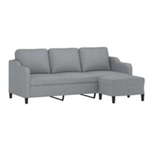 vidaXL Canapé à 3 places avec repose-pieds Gris clair 180 cm Tissu pas cher