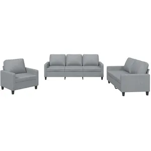 vidaXL Ensemble de canapés 3 pcs avec coussins Gris clair Tissu pas cher